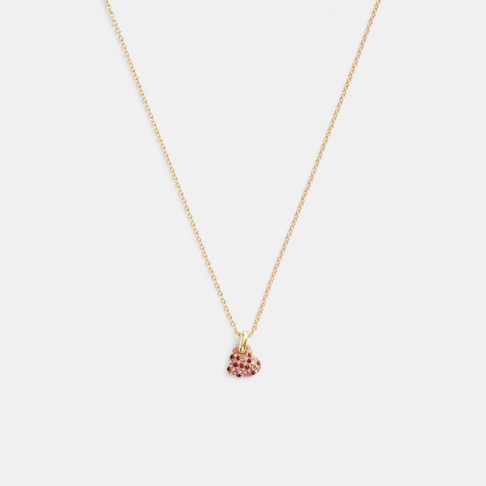 Collana Donna Coach Pavé Heart Pendant Oro Rosa Colorate | ITHAI583