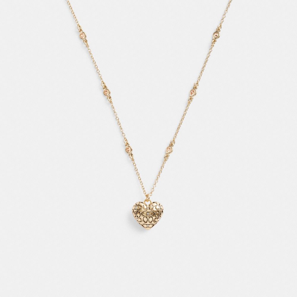 Collana Donna Coach Quilted Signature Heart Pendant Oro | ITVRG590