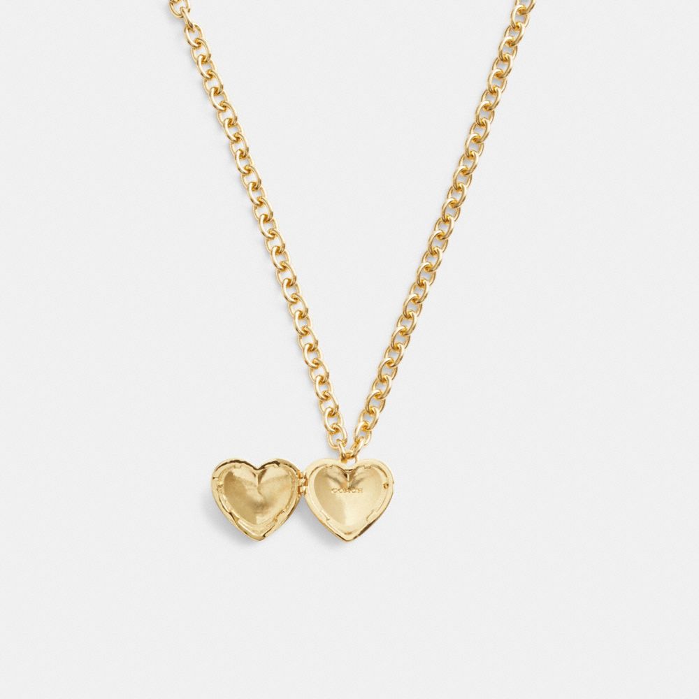 Collana Donna Coach Quilted Signature Heart Locket Oro | ITCTF589