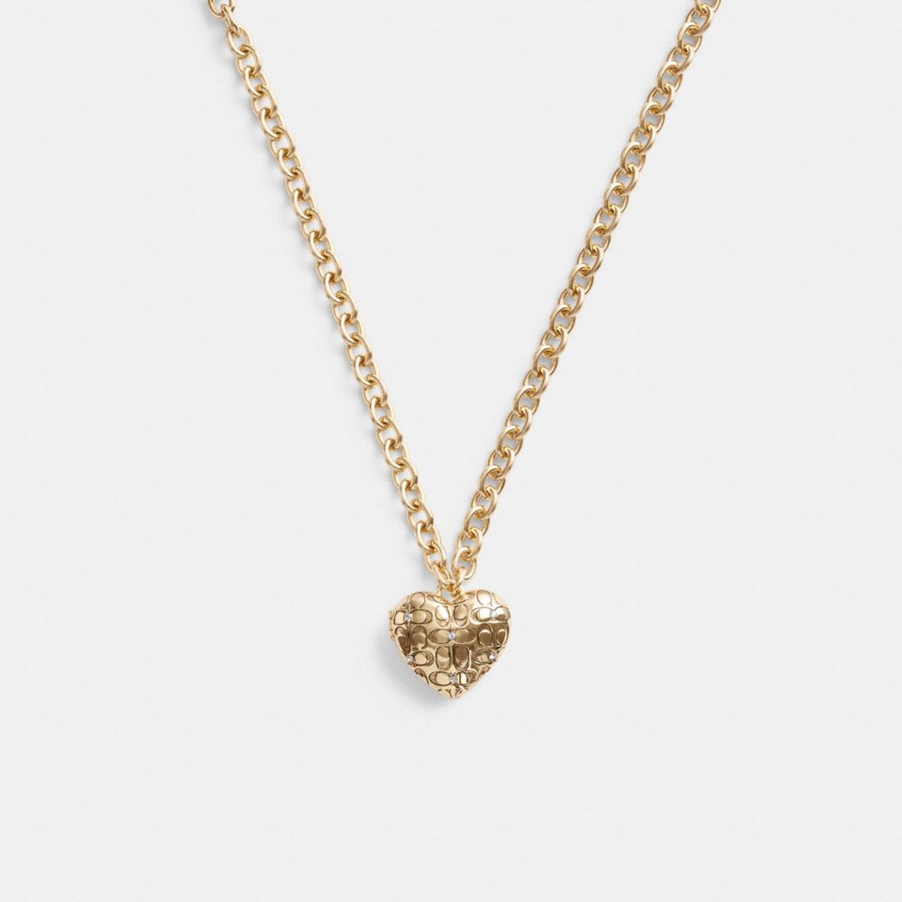 Collana Donna Coach Quilted Signature Heart Locket Oro | ITCTF589