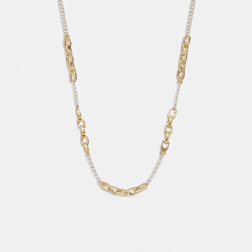 Collana Donna Coach Signature Mixed Chain Oro Argento | ITMQK593