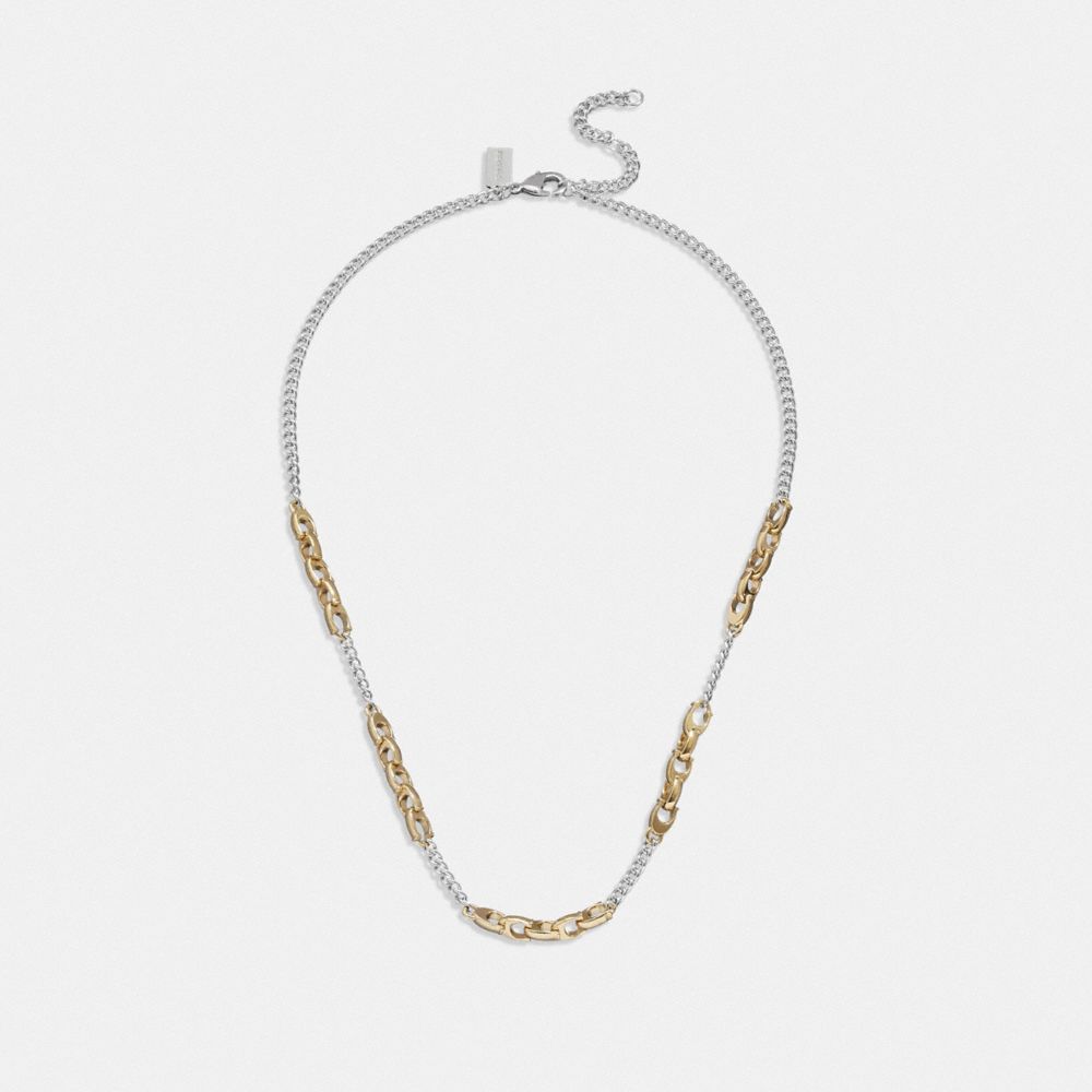 Collana Donna Coach Signature Mixed Chain Oro Argento | ITMQK593