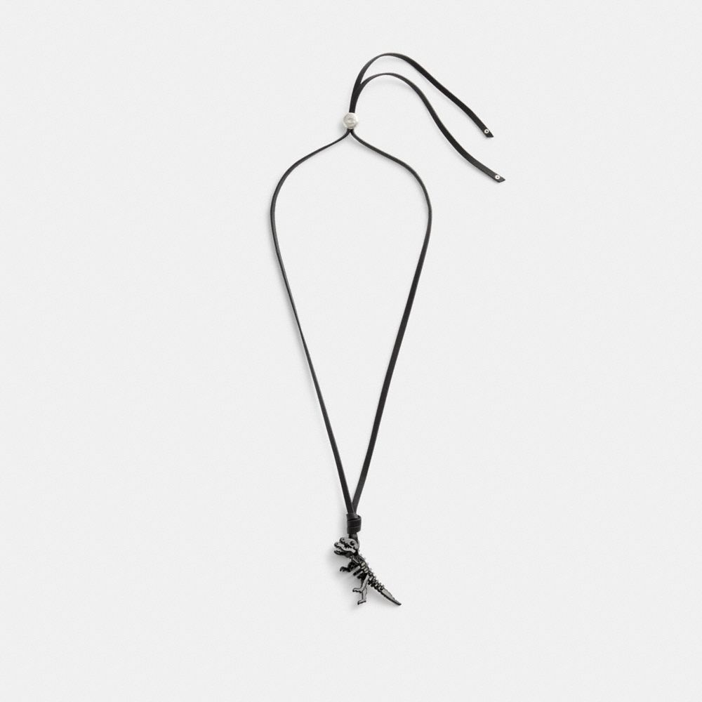 Collana Donna Coach Skeletal Rexy Leather Nere | ITNWZ595