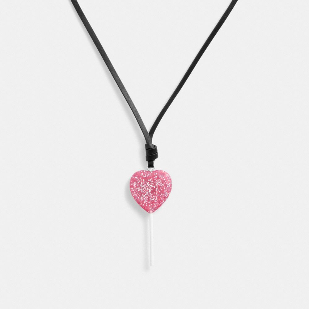 Collana Donna Coach The Lil Nas X Drop Heart Lollipop Argento Rosa | ITLIM601