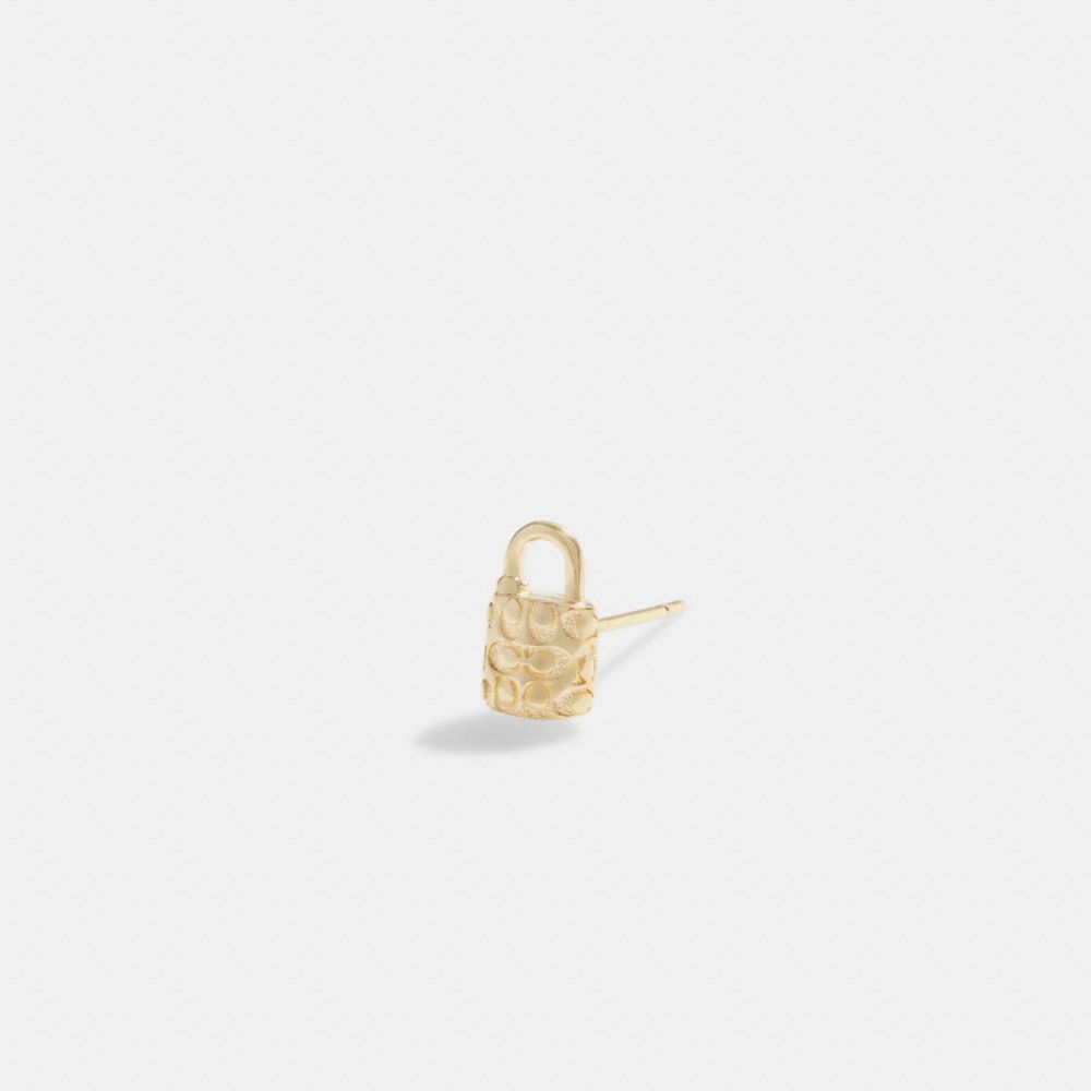 Earring Donna Coach 14 K Quilted Signature Padlock Single Stud Oro | ITZUF535