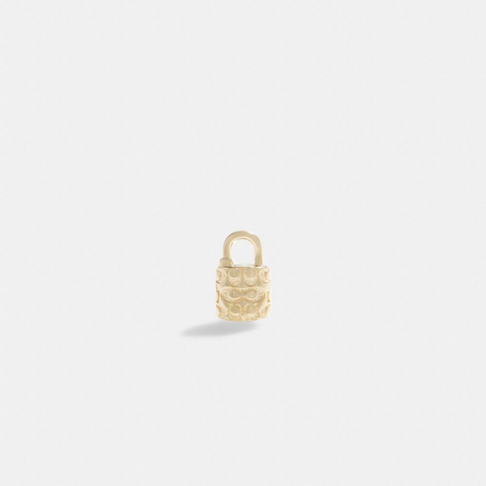 Earring Donna Coach 14 K Quilted Signature Padlock Single Stud Oro | ITZUF535