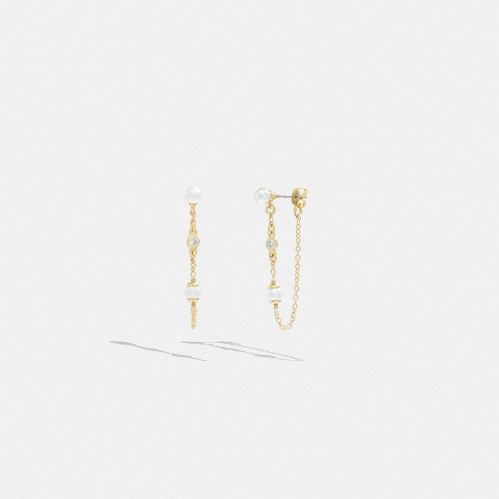 Earring Donna Coach Classic Pearl Chain Oro | ITNWL540