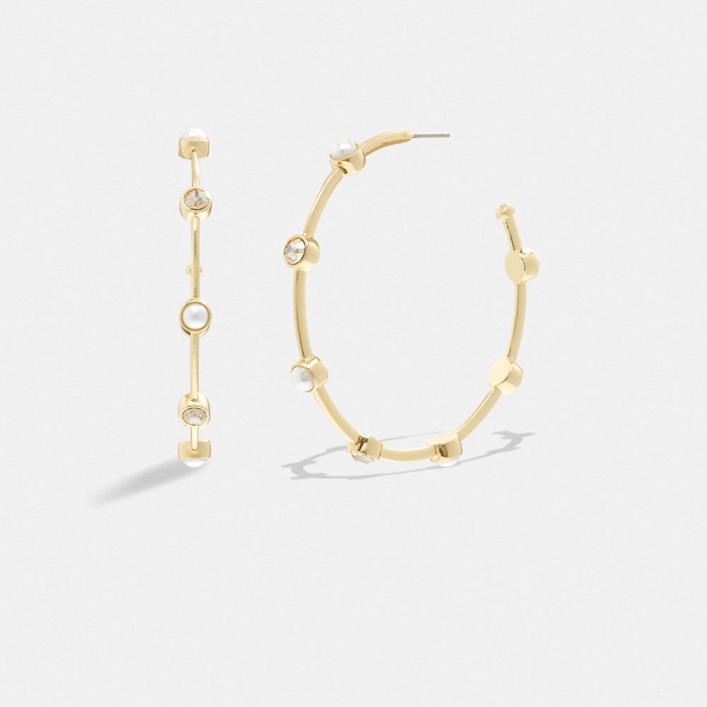 Earring Donna Coach Classic Pearl Large Hoop Oro | ITMQZ541