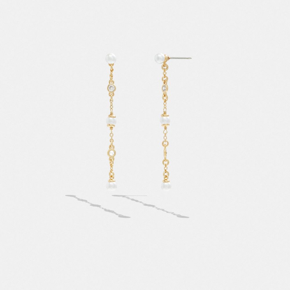 Earring Donna Coach Classic Pearl Linear Oro | ITMQX542