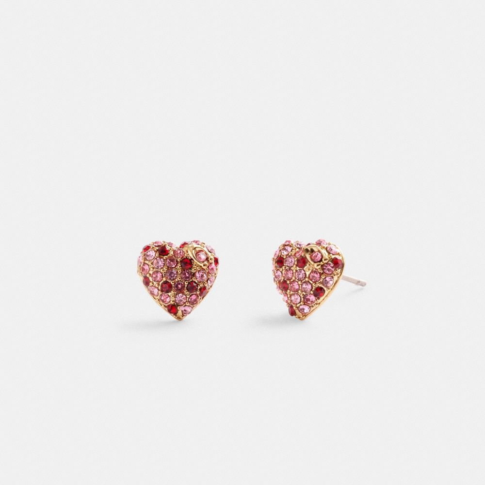 Earring Donna Coach Pavé Heart Stud Oro Rosa Colorate | ITKOW550