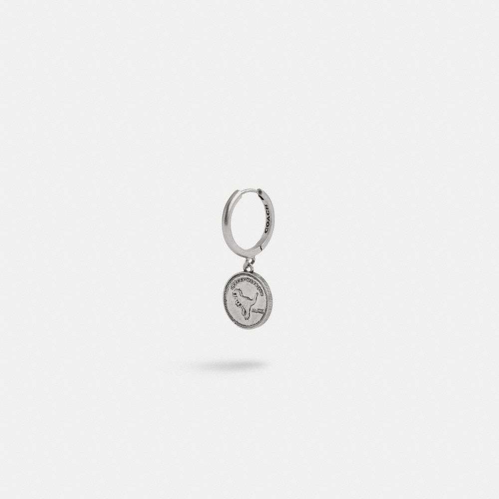 Earring Donna Coach Sterling Coin Single Huggie Argento | ITYXF562