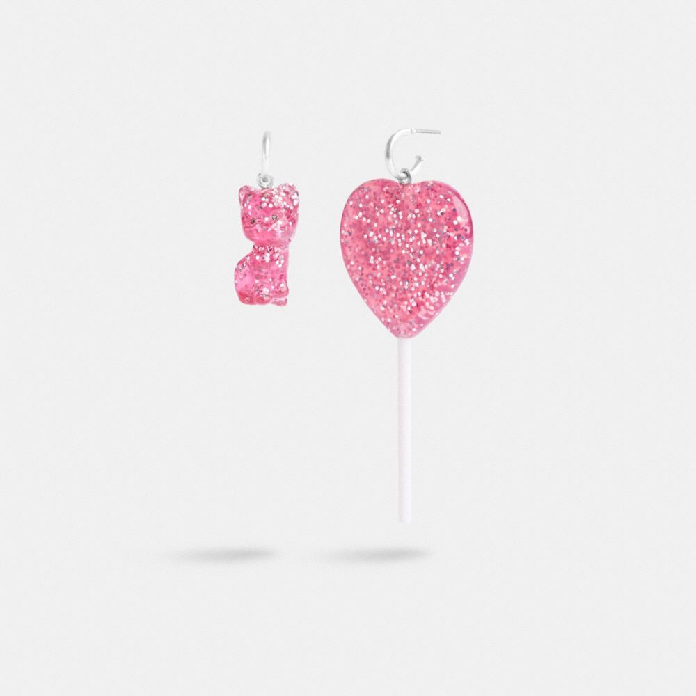 Earring Donna Coach The Lil Nas X Drop Cat And Heart Lollipop Mismatch Argento Rosa | ITQML567