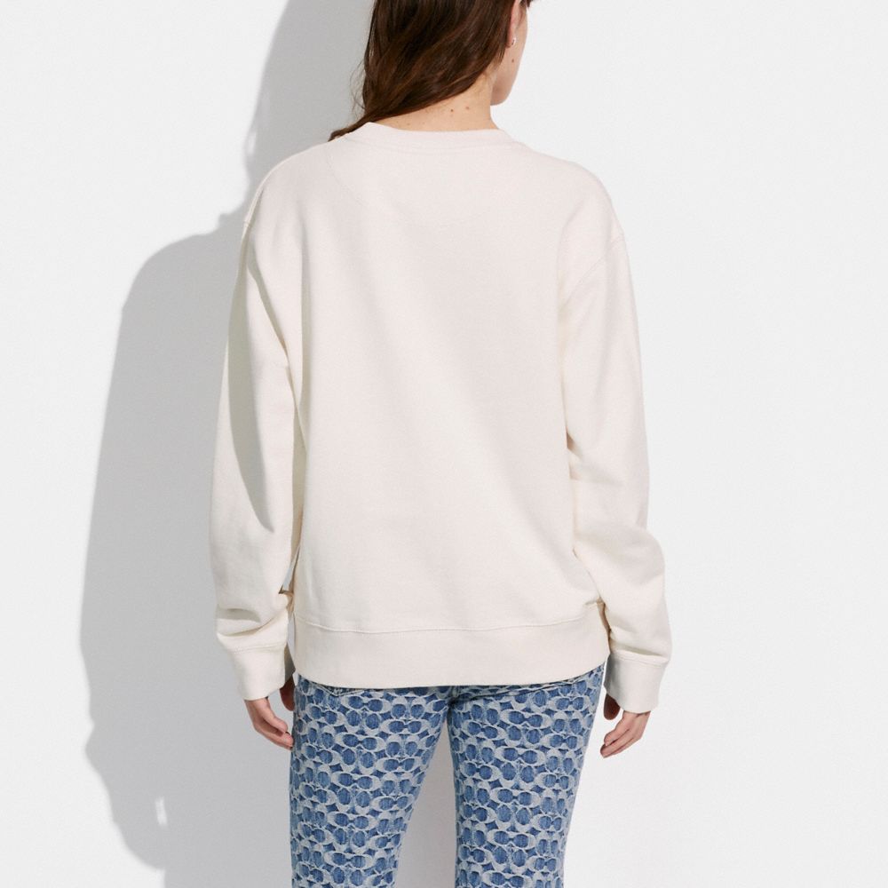 Felpa Donna Coach Horse And Carriage Crewneck In Organic Cotton Bianche | ITNWX488