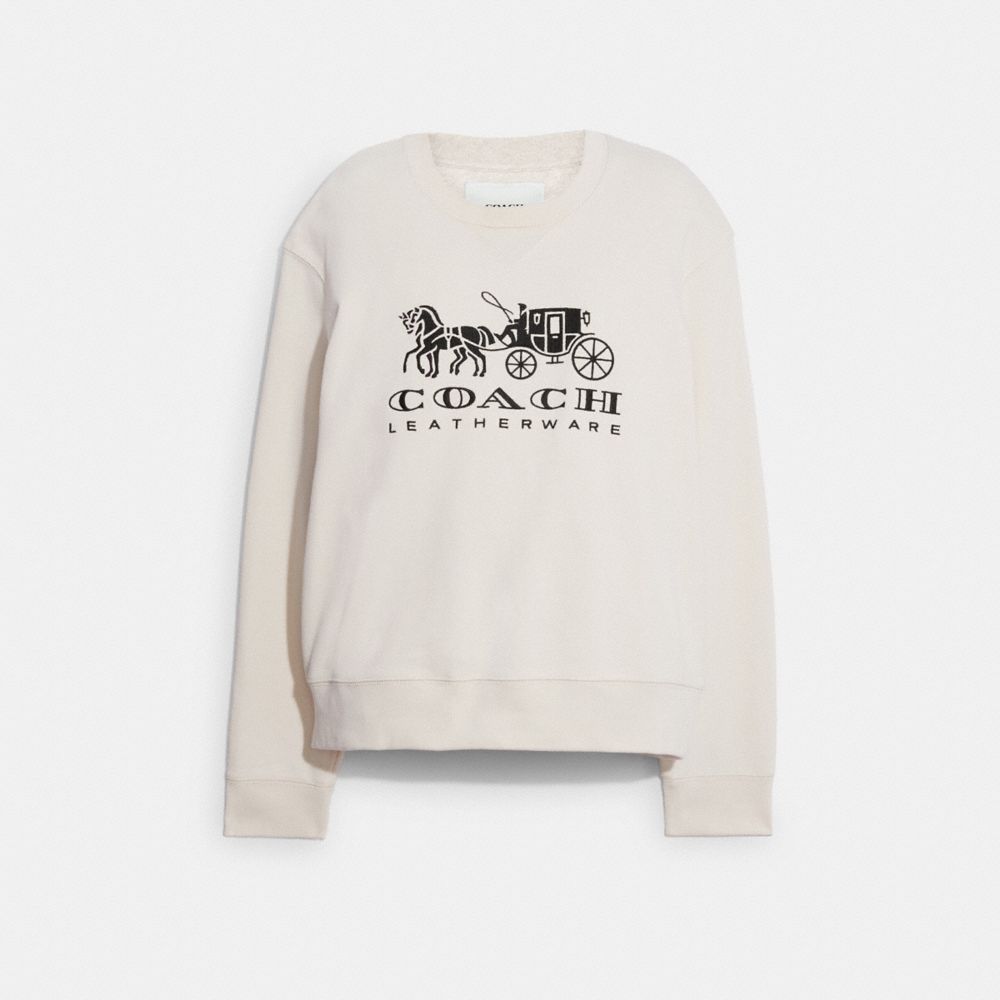 Felpa Donna Coach Horse And Carriage Crewneck In Organic Cotton Bianche | ITNWX488