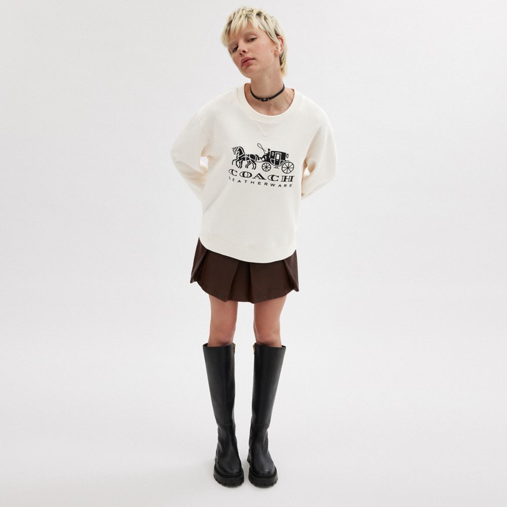 Felpa Donna Coach Horse And Carriage Crewneck Bianche | ITBEZ487