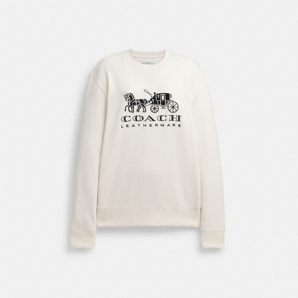 Felpa Donna Coach Horse And Carriage Crewneck Bianche | ITBEZ487