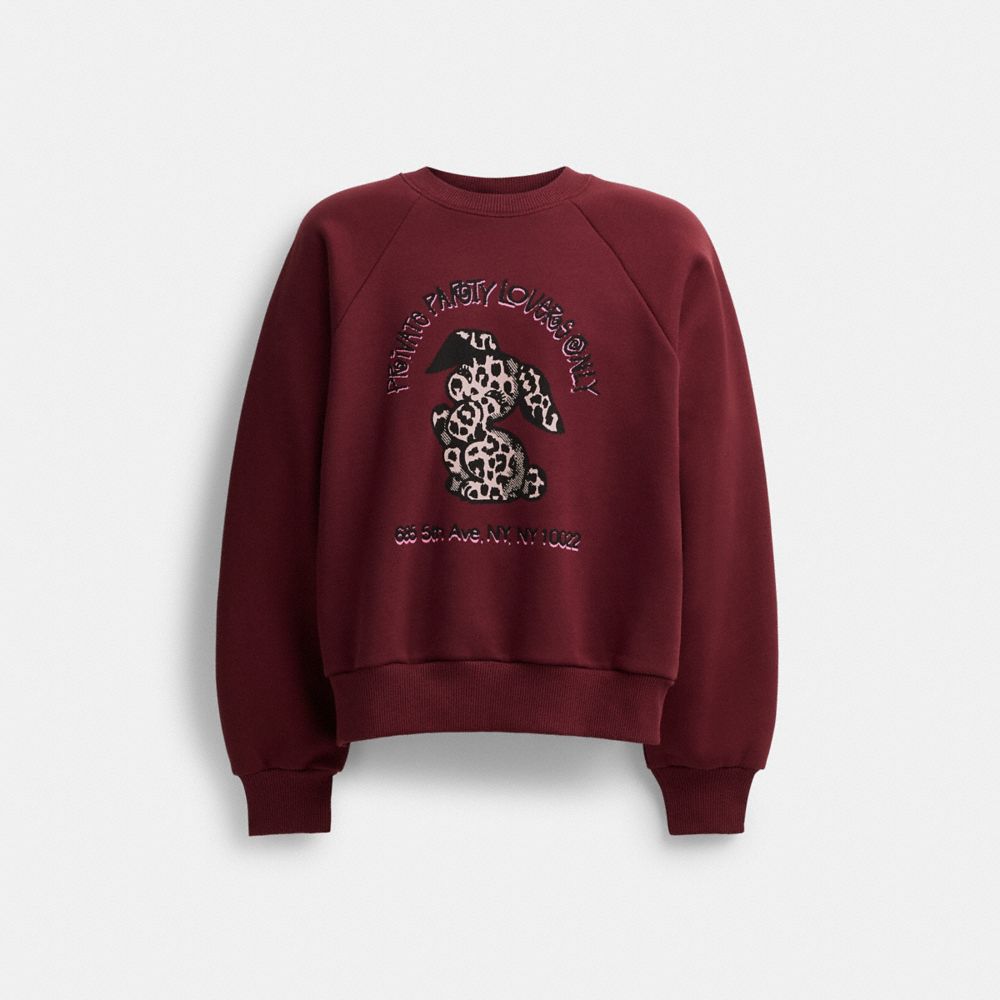 Felpa Donna Coach The Lil Nas X Drop Bunny Crewneck Bordeaux | ITMQV490