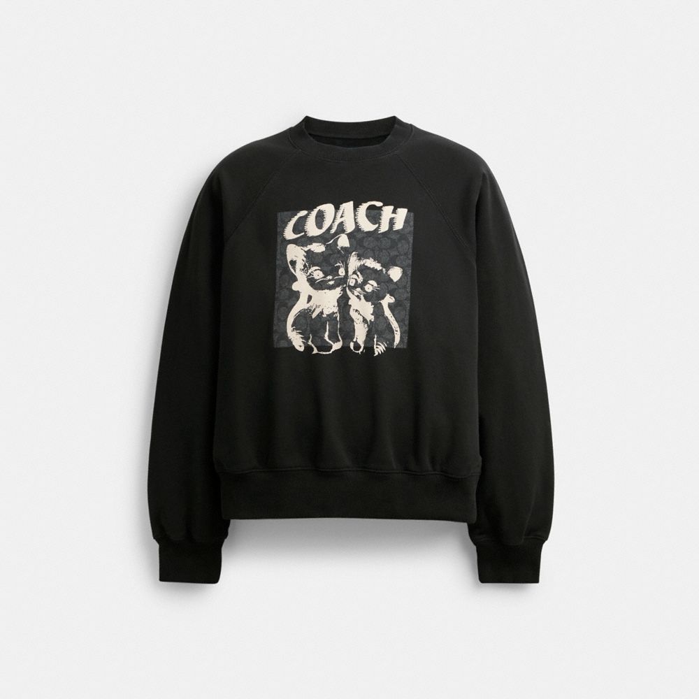 Felpa Donna Coach The Lil Nas X Drop Signature Cats Crewneck Nere | ITNWB491