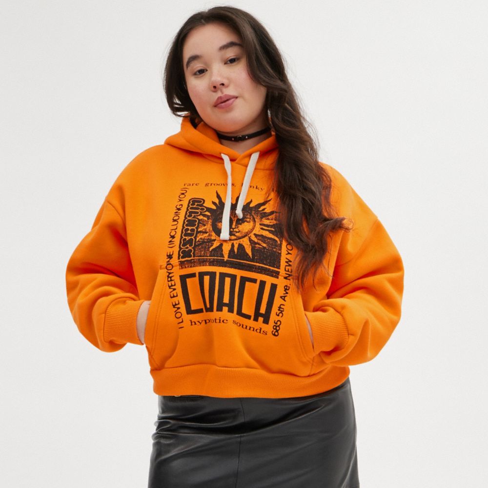 Felpa con Cappuccio Donna Coach The Lil Nas X Drop Cropped Pullover Arancioni | ITAHO422