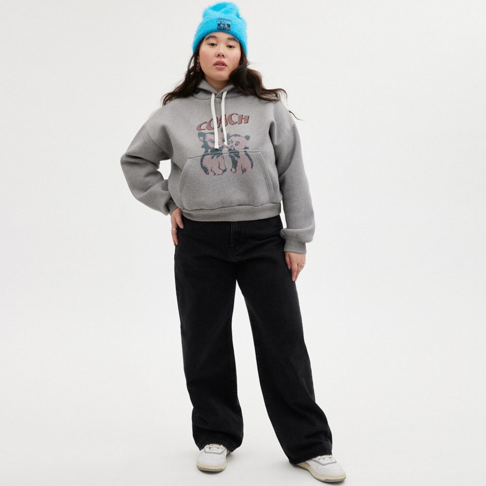 Felpa con Cappuccio Donna Coach The Lil Nas X Drop Cats Cropped Pullover Grigie | ITPJI421