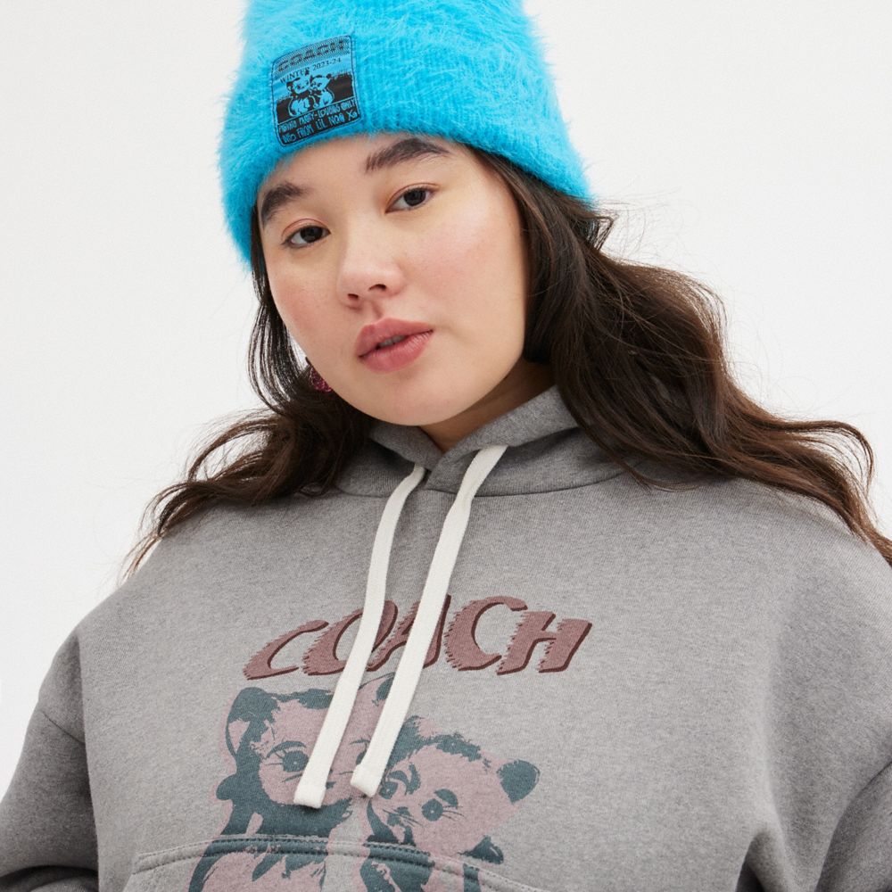 Felpa con Cappuccio Donna Coach The Lil Nas X Drop Cats Cropped Pullover Grigie | ITPJI421