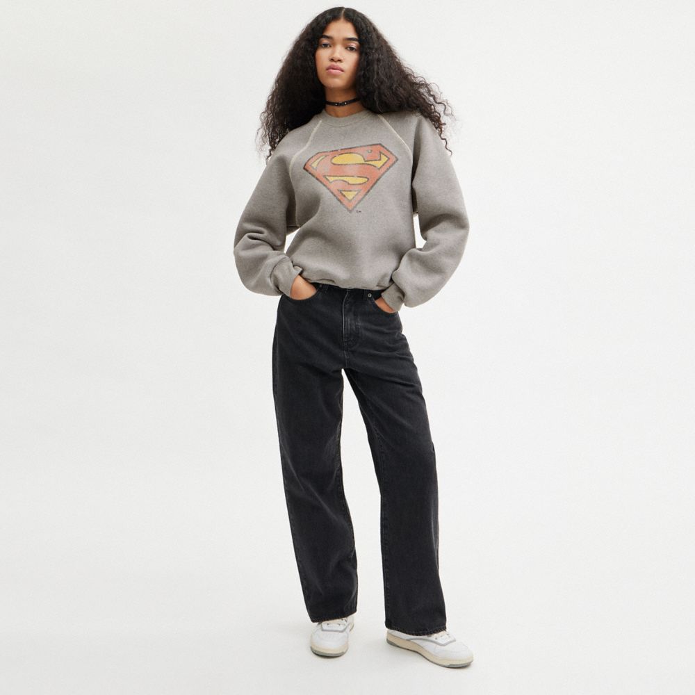 Felpa con Cappuccio Donna Coach | Dc Superman Crewneck Grigie Scuro | ITTCE416