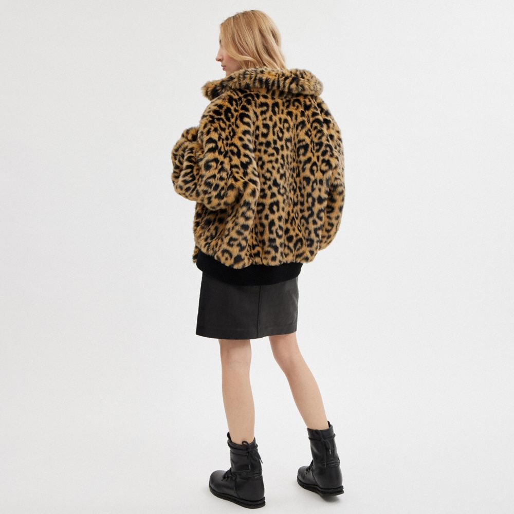 Giacca Donna Coach Printed Faux Fur Leopardate | ITCTZ433