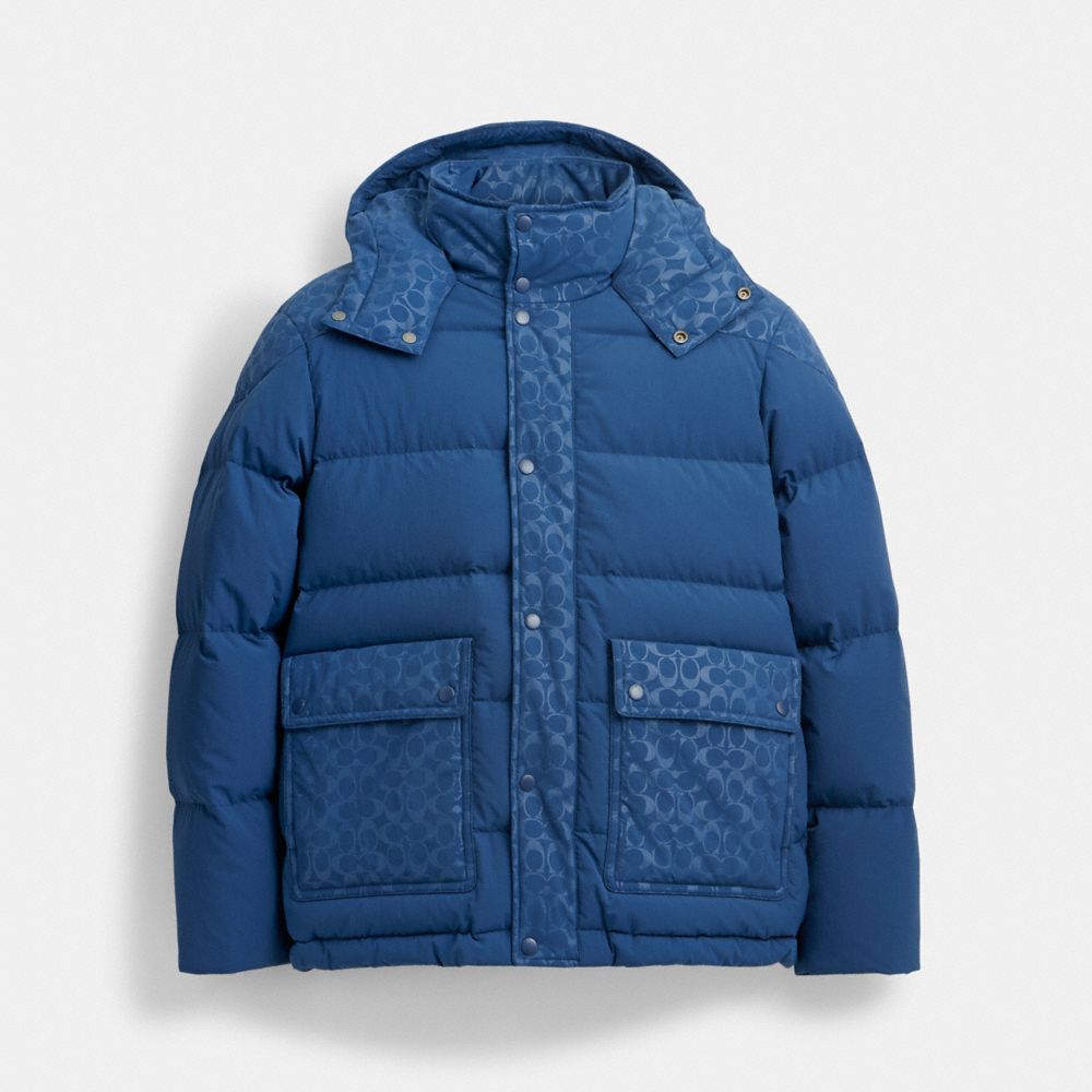 Giacca Uomo Coach Signature Front Pocket Puffer Blu Profondo | ITAHL162