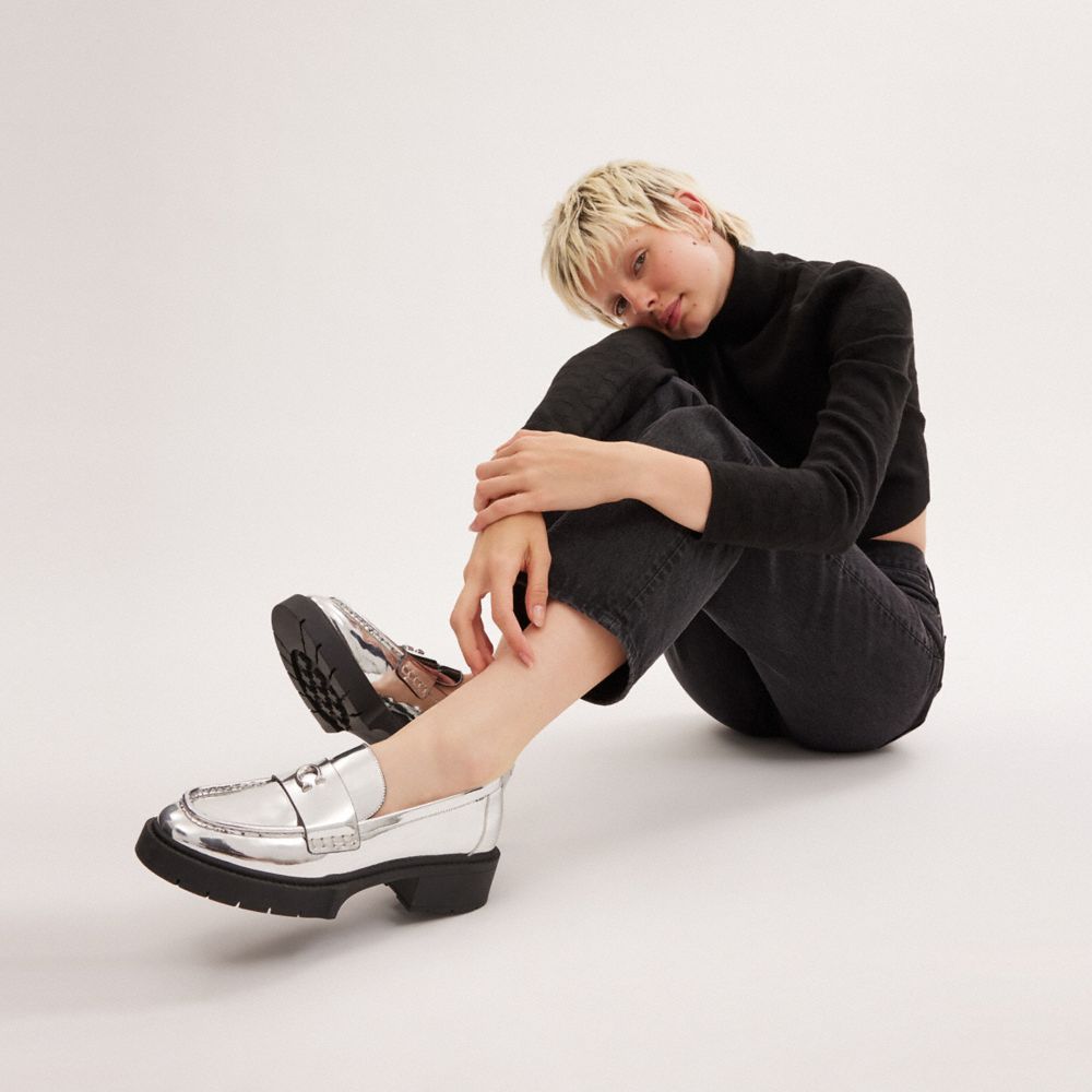 Loafer Donna Coach Leah In Metallic Argento | ITLIO341