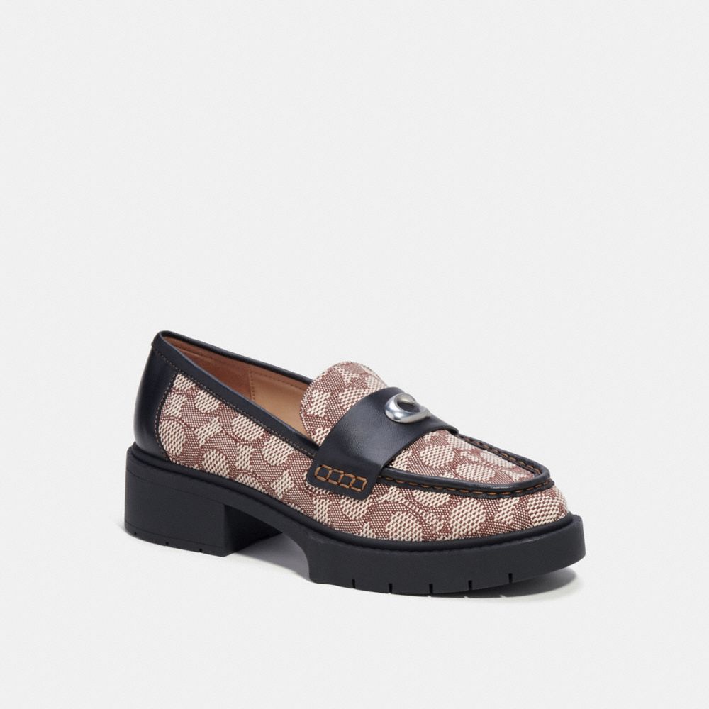 Loafer Donna Coach Leah In Signature Jacquard Nere | ITZUI340