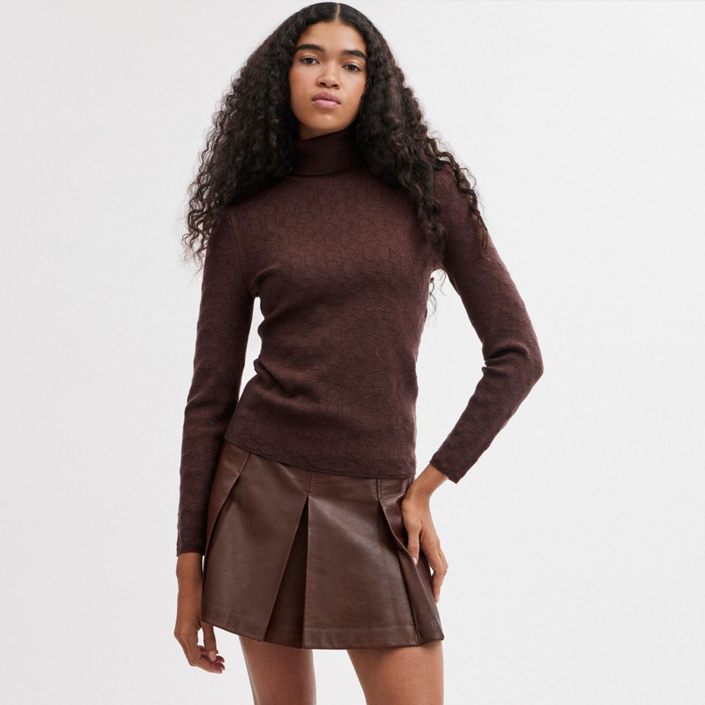 Maglia Donna Coach Lurex Signature Turtleneck Marroni | ITFDP477