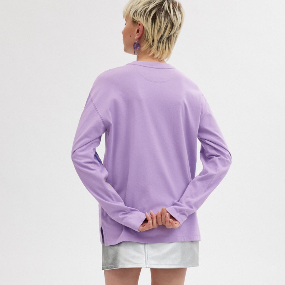 Magliette Donna Coach Cosmic Long Sleeve Viola Colorate | ITCTM494