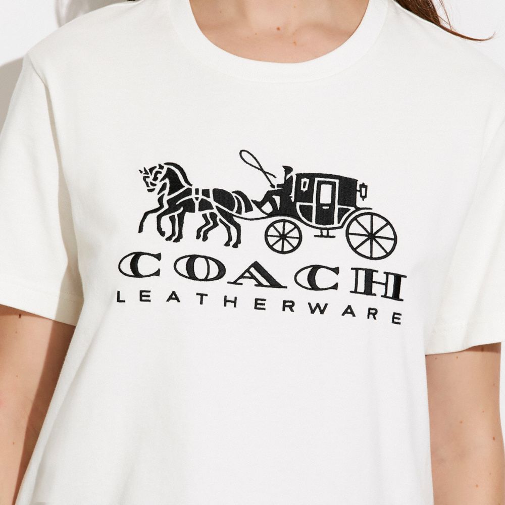 Magliette Donna Coach Horse And Carriage In Organic Cotton Bianche | ITGSU501