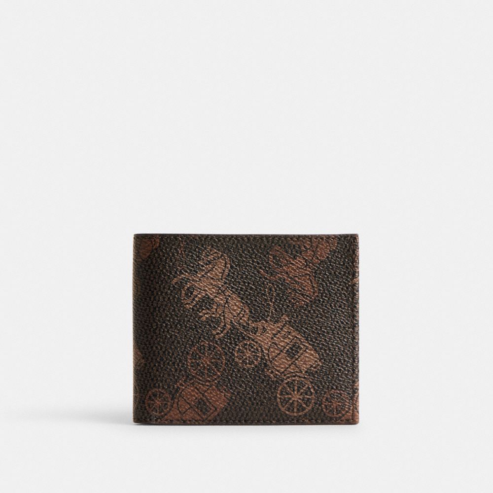 Portafoglio Uomo Coach Double Billfold With Large Horse And Carriage Print Grigie | ITAHX245