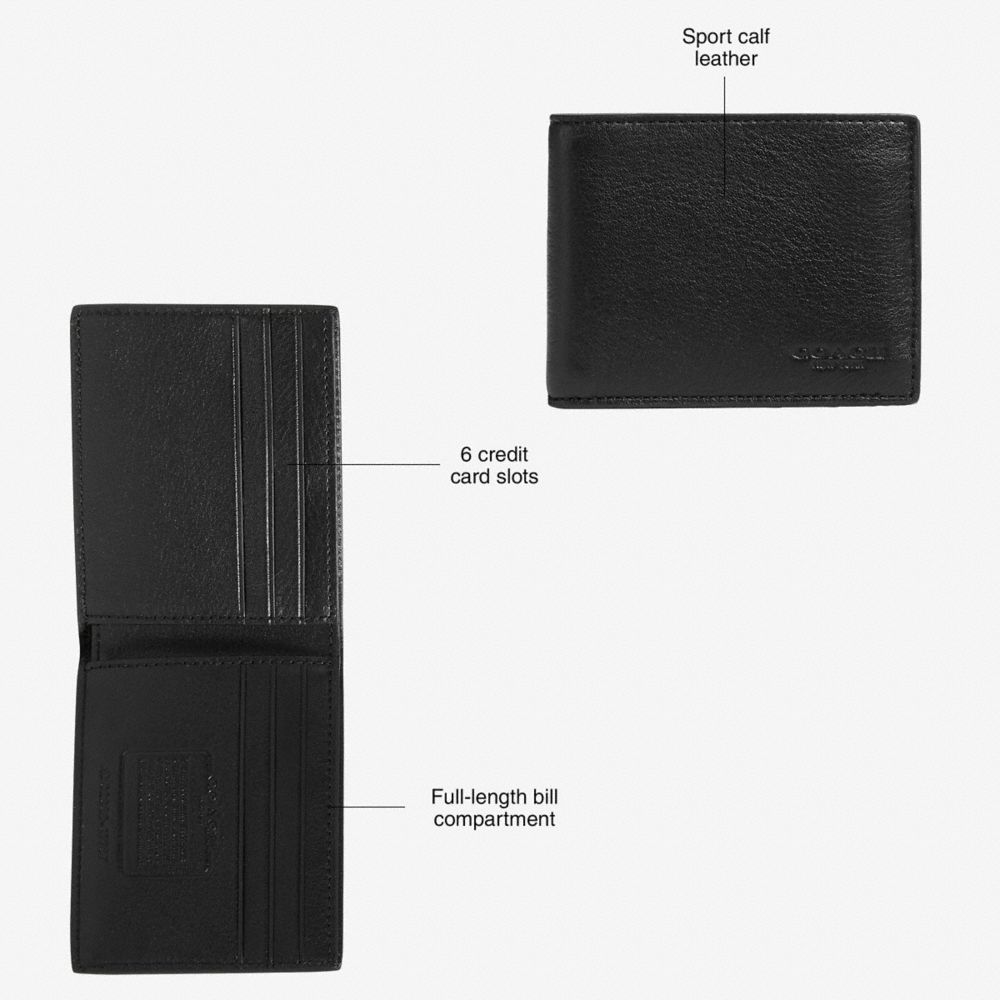 Portafoglio Uomo Coach Slim Billfold Nere | ITOKV247