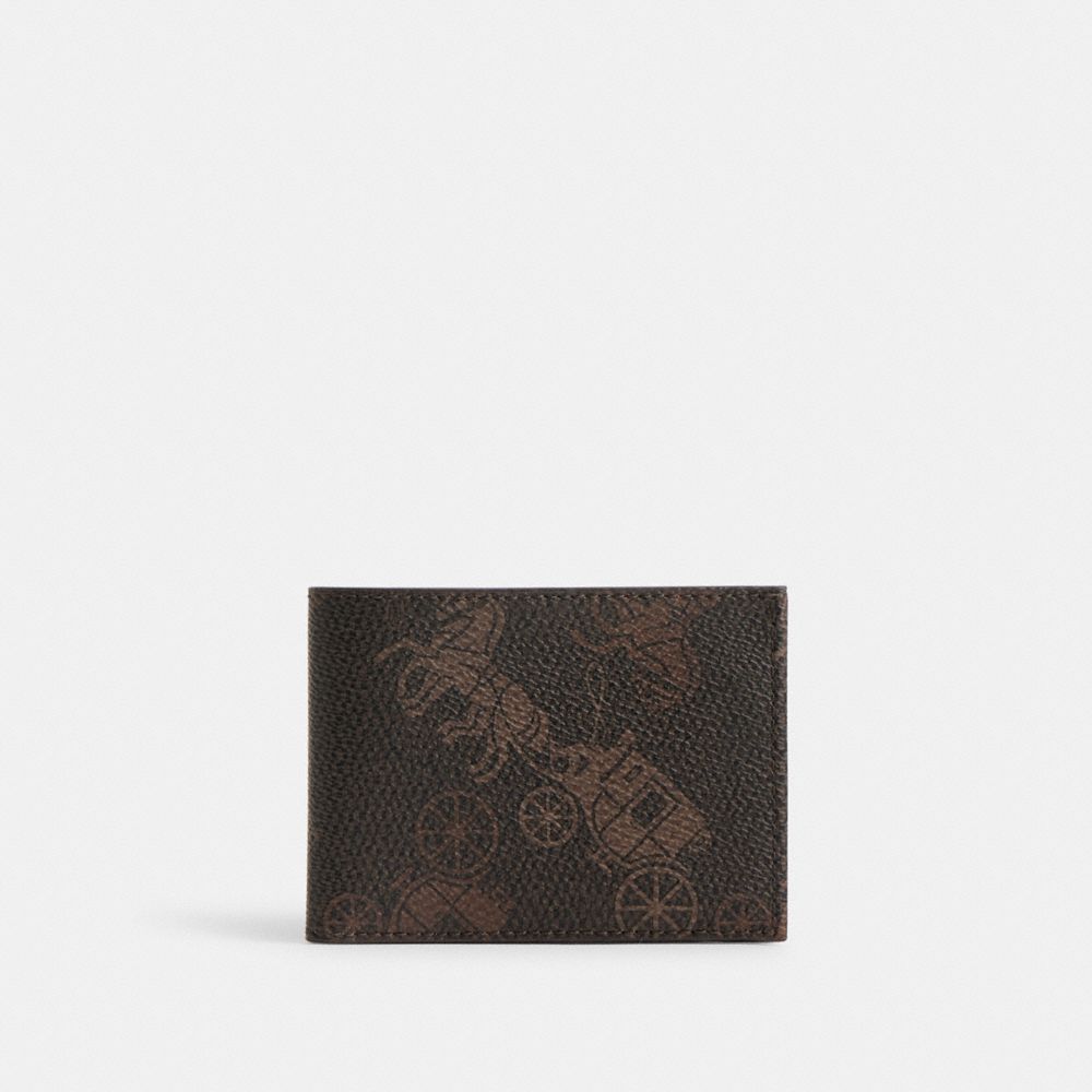 Portafoglio Uomo Coach Slim Billfold With Large Horse And Carriage Print Grigie | ITYXM250