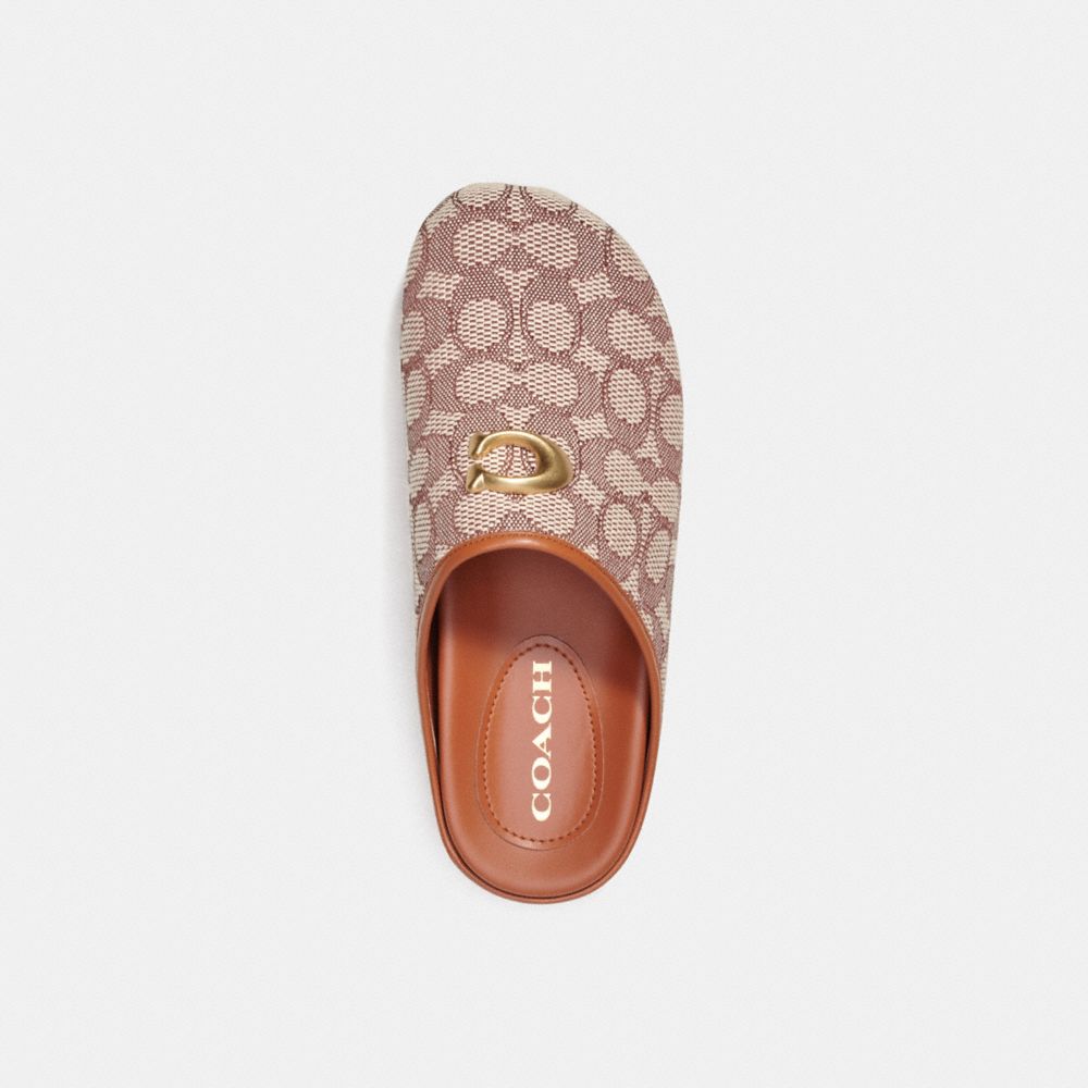 Sandali Donna Coach Hadley Slipper In Signature Textile Jacquard Marroni Grigie | ITAHJ349