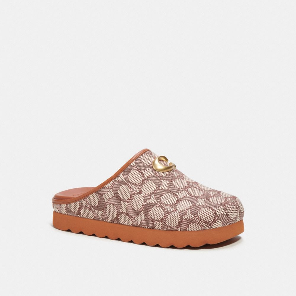 Sandali Donna Coach Hadley Slipper In Signature Textile Jacquard Marroni Grigie | ITAHJ349