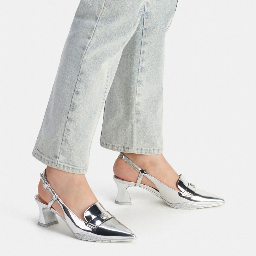 Scarpe Casual Donna Coach Nikola Hybrid Slingback In Metallic Argento | ITLIX326