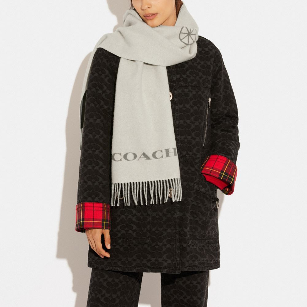 Sciarpa Donna Coach Horse And Carriage Cashmere Muffler Grigie | ITDFE659