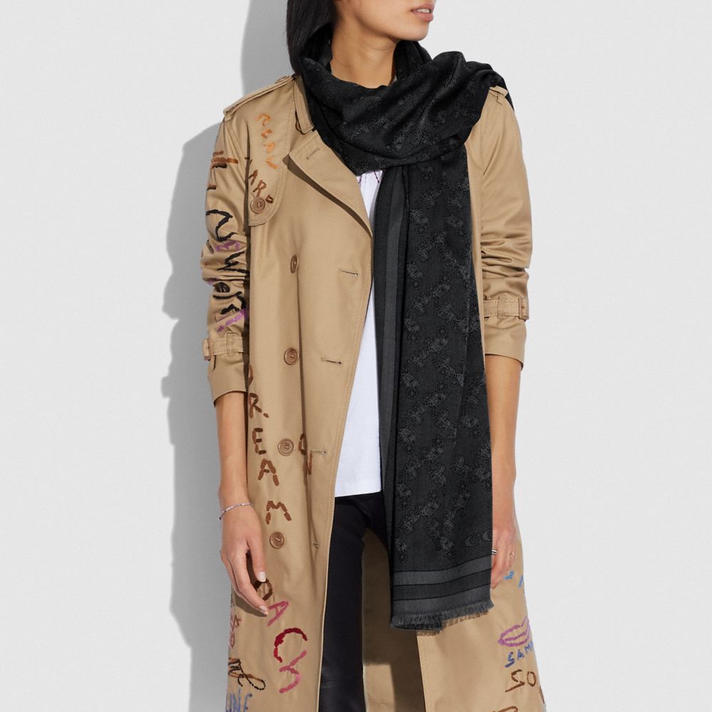 Sciarpa Donna Coach Horse And Carriage Print Jacquard Stole Nere | ITXYC651