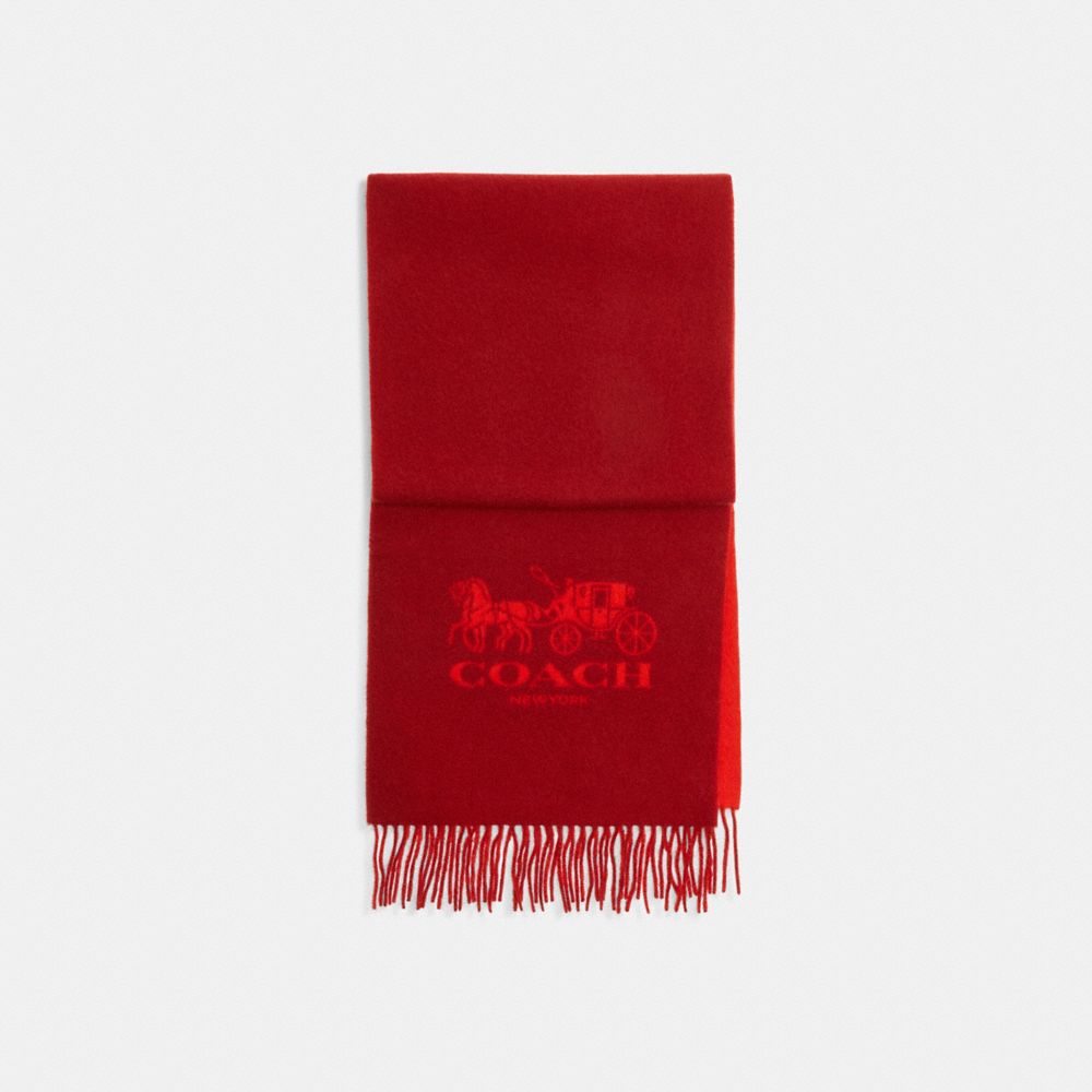 Sciarpa Uomo Coach Horse And Carriage Bicolor Cashmere Muffler Rosse Rosse | ITHAZ271