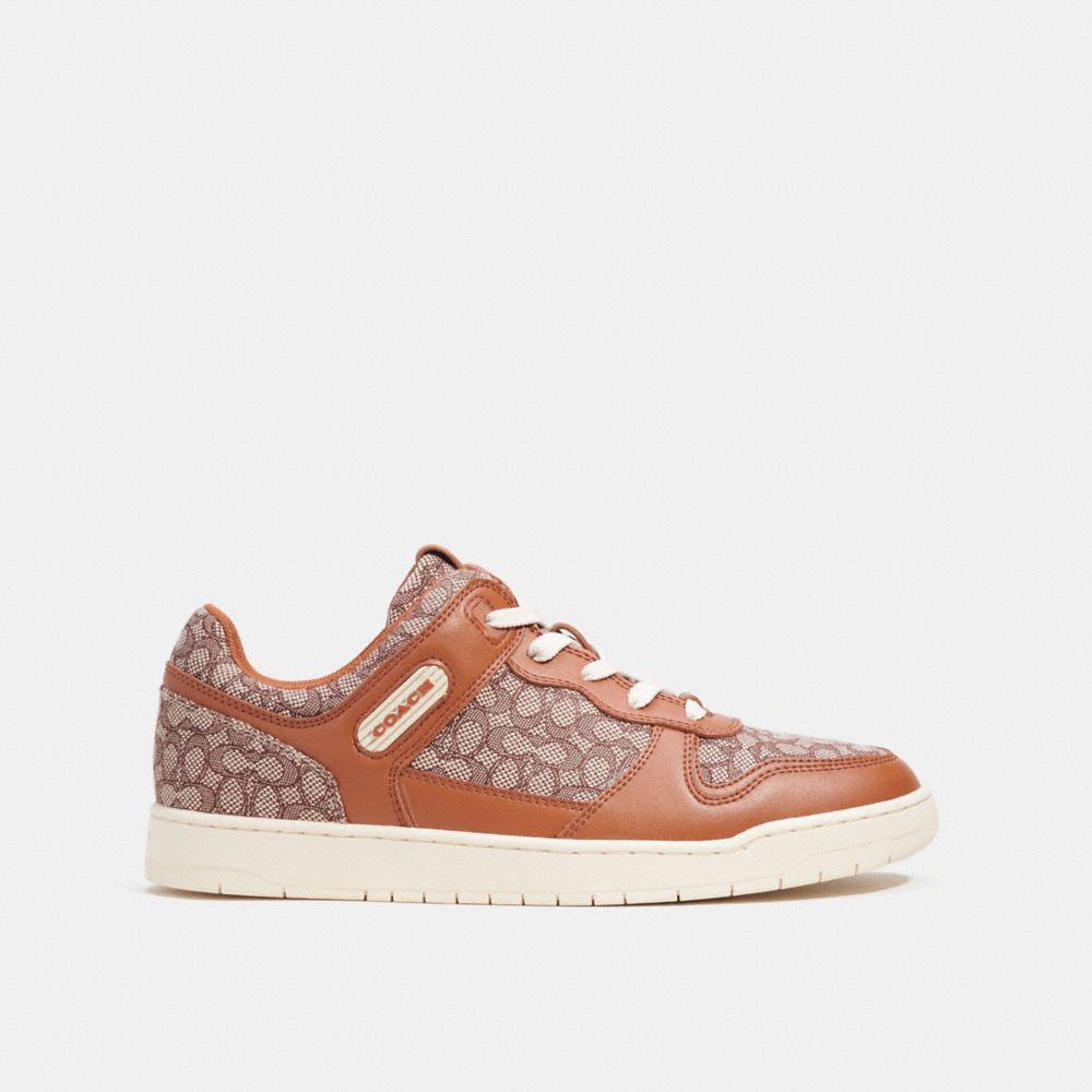 Sneakers Uomo Coach C201 In Micro Signature Jacquard Grigie Marroni | ITBEU123