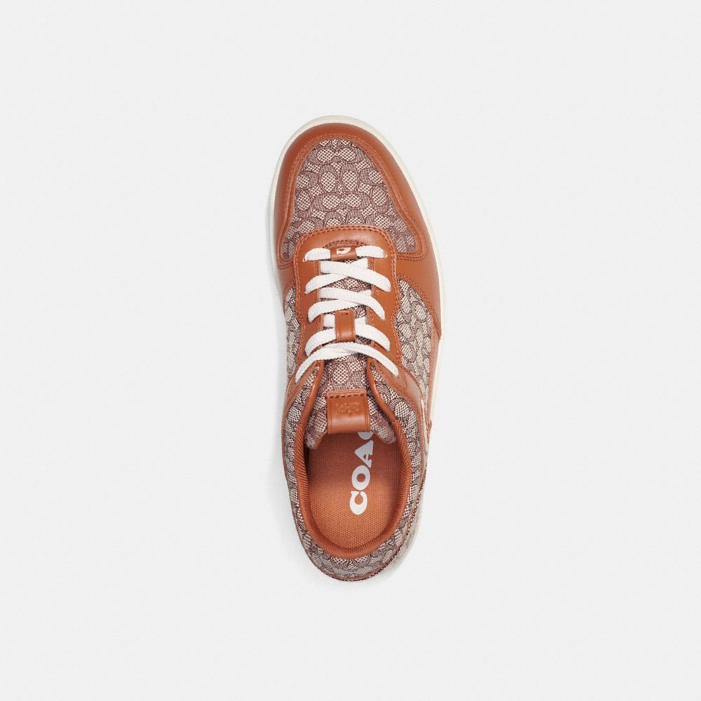 Sneakers Uomo Coach C201 In Micro Signature Jacquard Grigie Marroni | ITBEU123