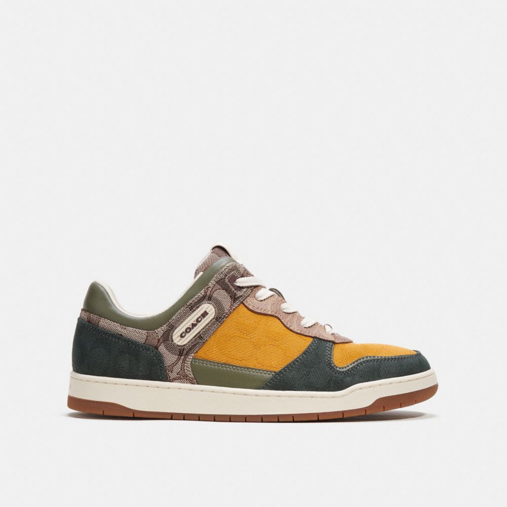 Sneakers Uomo Coach C201 In Mixed Signature Fabric Verdi | ITNWI124