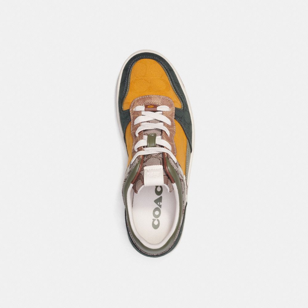 Sneakers Uomo Coach C201 In Mixed Signature Fabric Verdi | ITNWI124