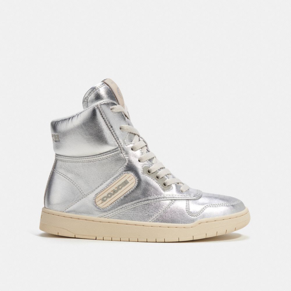 Sneakers Uomo Coach C202 High Top In Metallic Metal Argento | ITZUH132