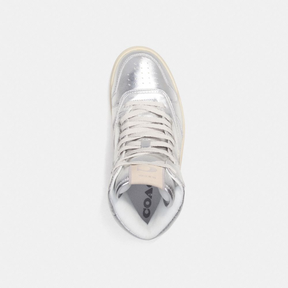 Sneakers Uomo Coach C202 High Top In Metallic Metal Argento | ITZUH132