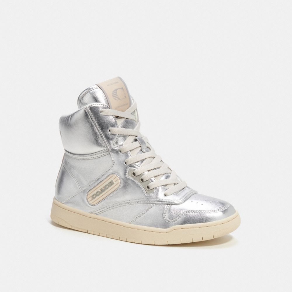 Sneakers Uomo Coach C202 High Top In Metallic Metal Argento | ITZUH132