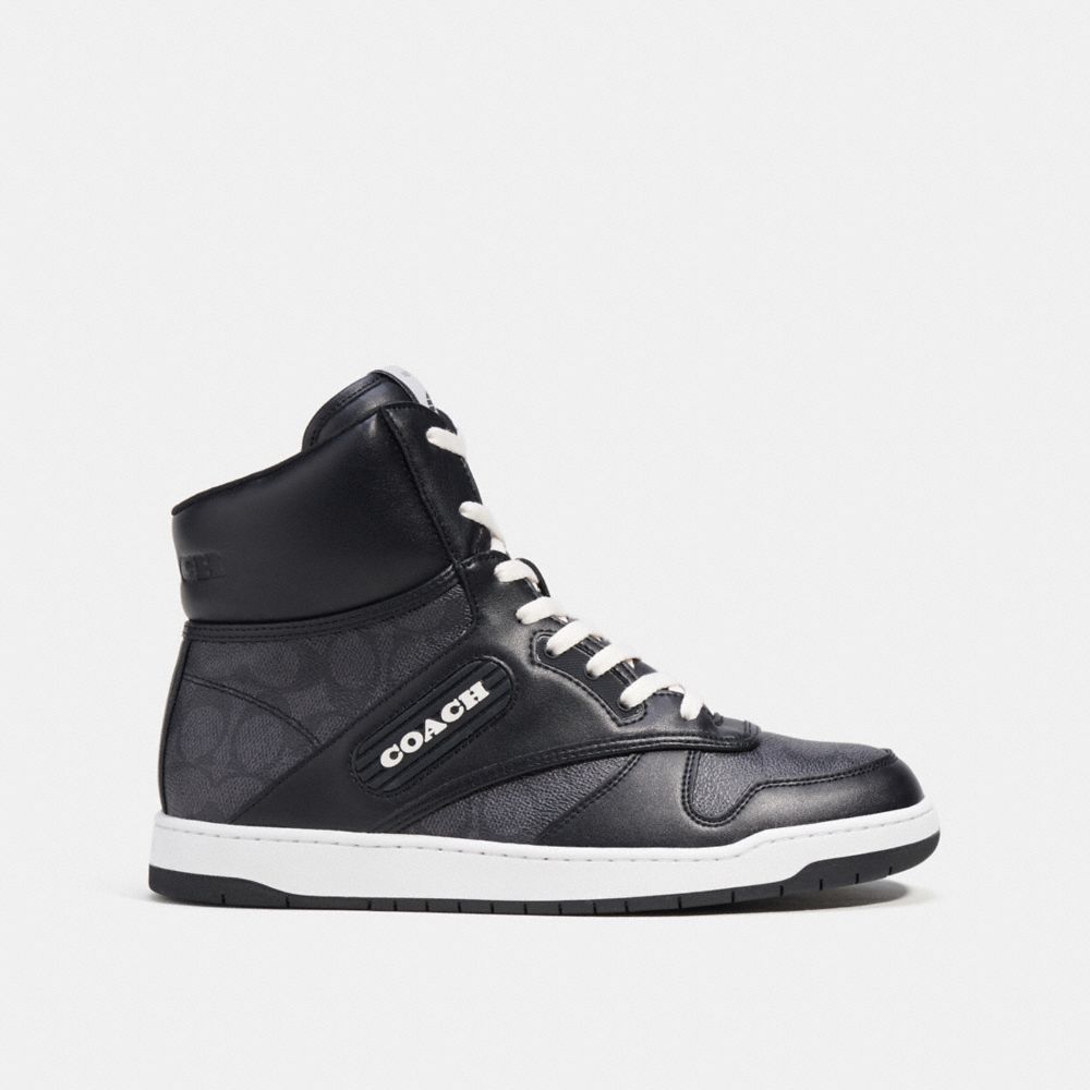 Sneakers Uomo Coach C202 High Top In Signature Canvas Grigie Nere | ITXYG131